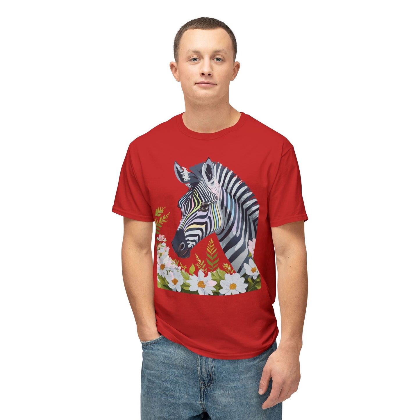 Unisex Zebra Art Design T Shirt With Floral Print HD Cotton Premium USA Made Jersey