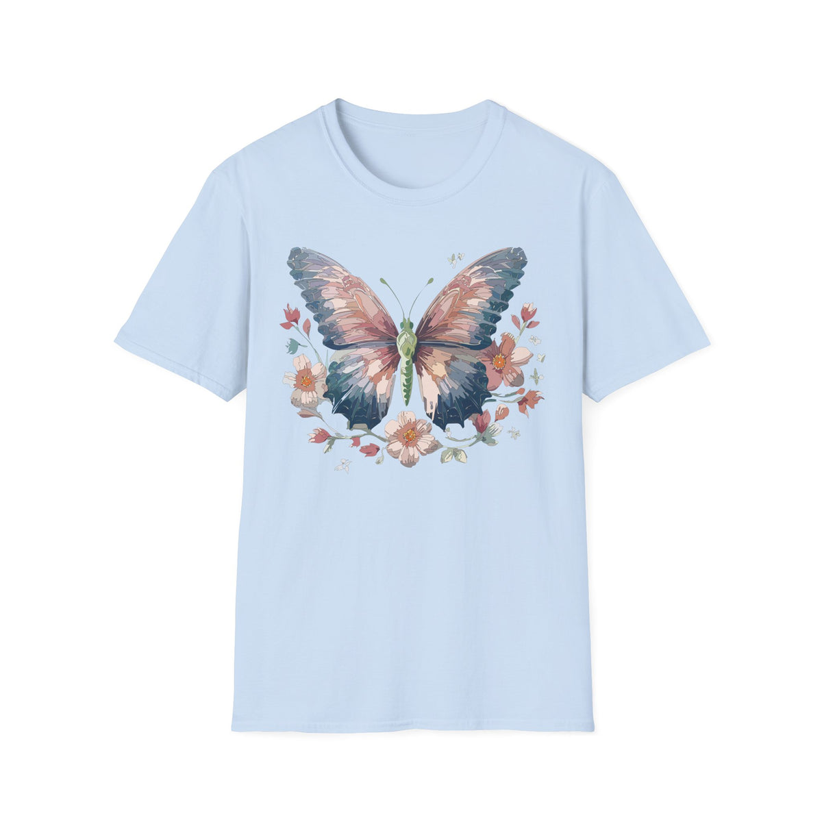 Butterfly Floral T-Shirt — Watercolor Butterfly Tee for Women & Nature Lovers Graphic Tee Unisex 100 Cotton Gildan T-Shirt