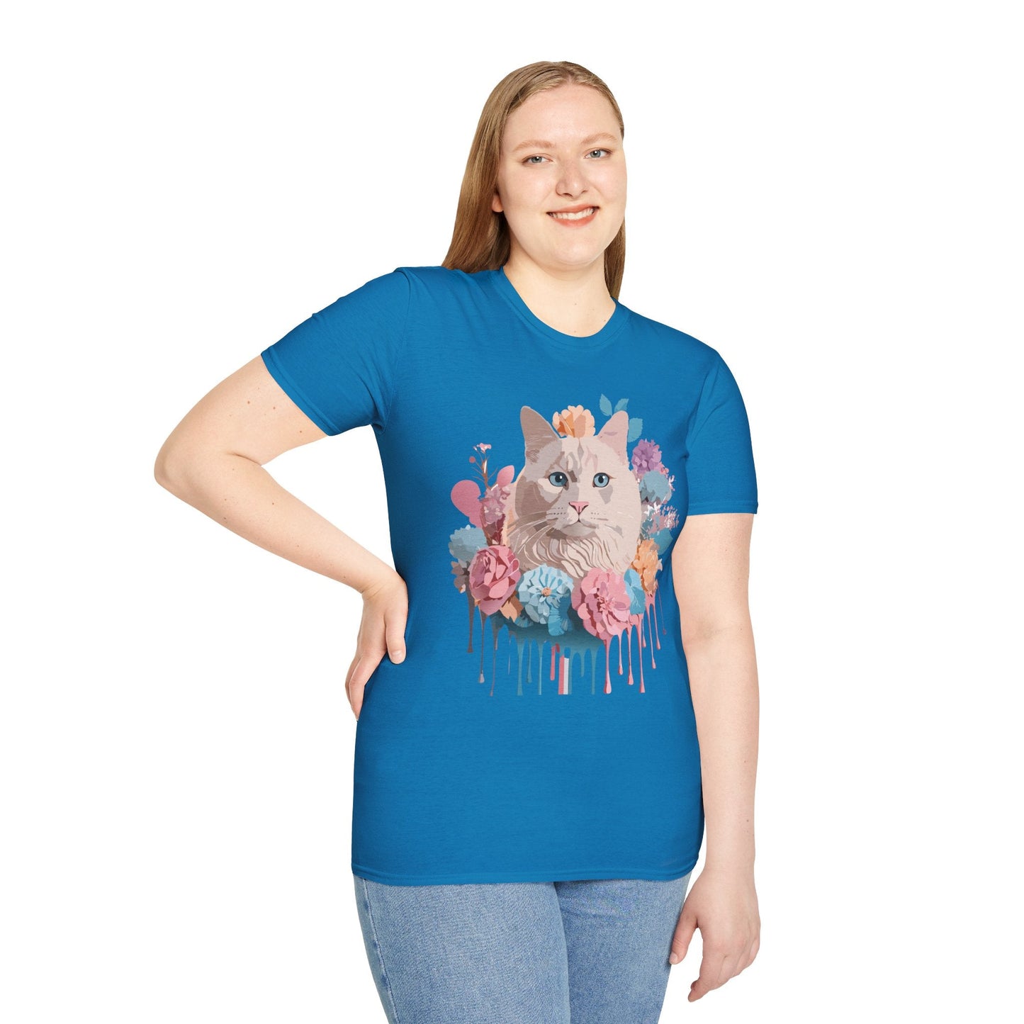 Cat Shirt Unisex Short Sleeve Cat Tee Kitten Design Gildan Softstyle 64000 Tee