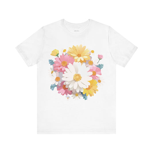 Floral Graphic Unisex Cotton Bella+Canvas Tee with Flowers Art Design n124