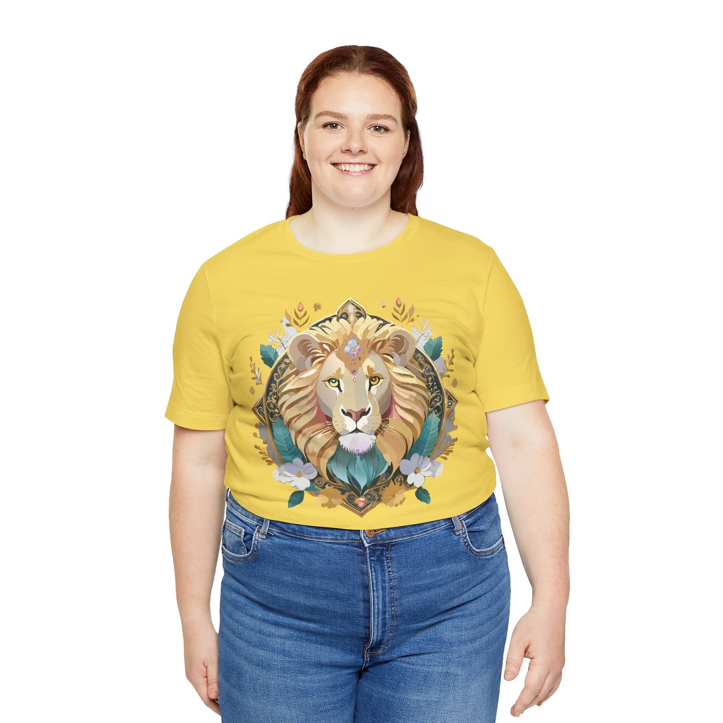 Unisex Lion Graphic Tee, Animal Shirt, Tee Shirt with Lion, Medallion T-Shirt, Animal Medallion Tees 2