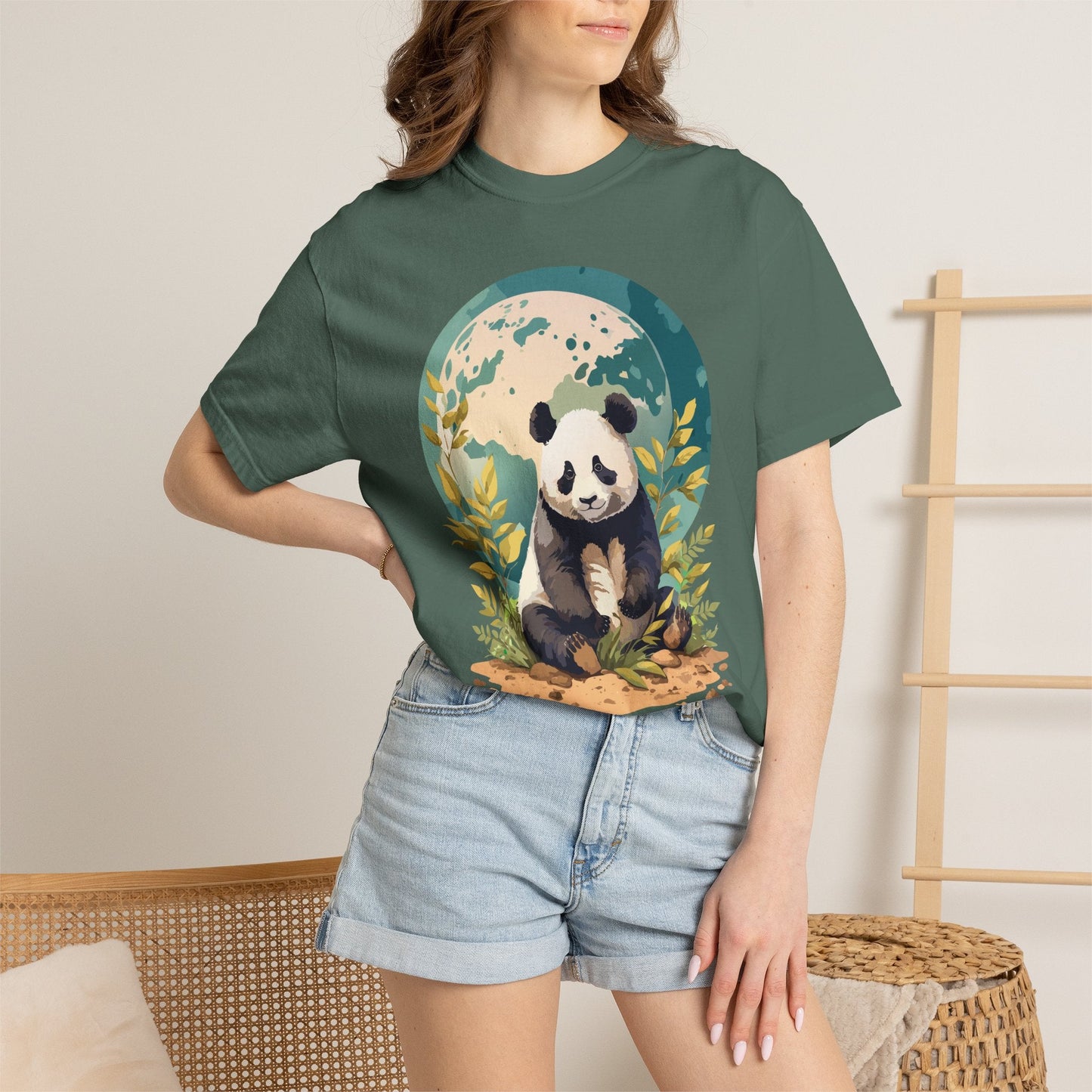 Panda Portrait Graphic T-Shirt Unisex Cotton Floral Animal Art Tee pp6