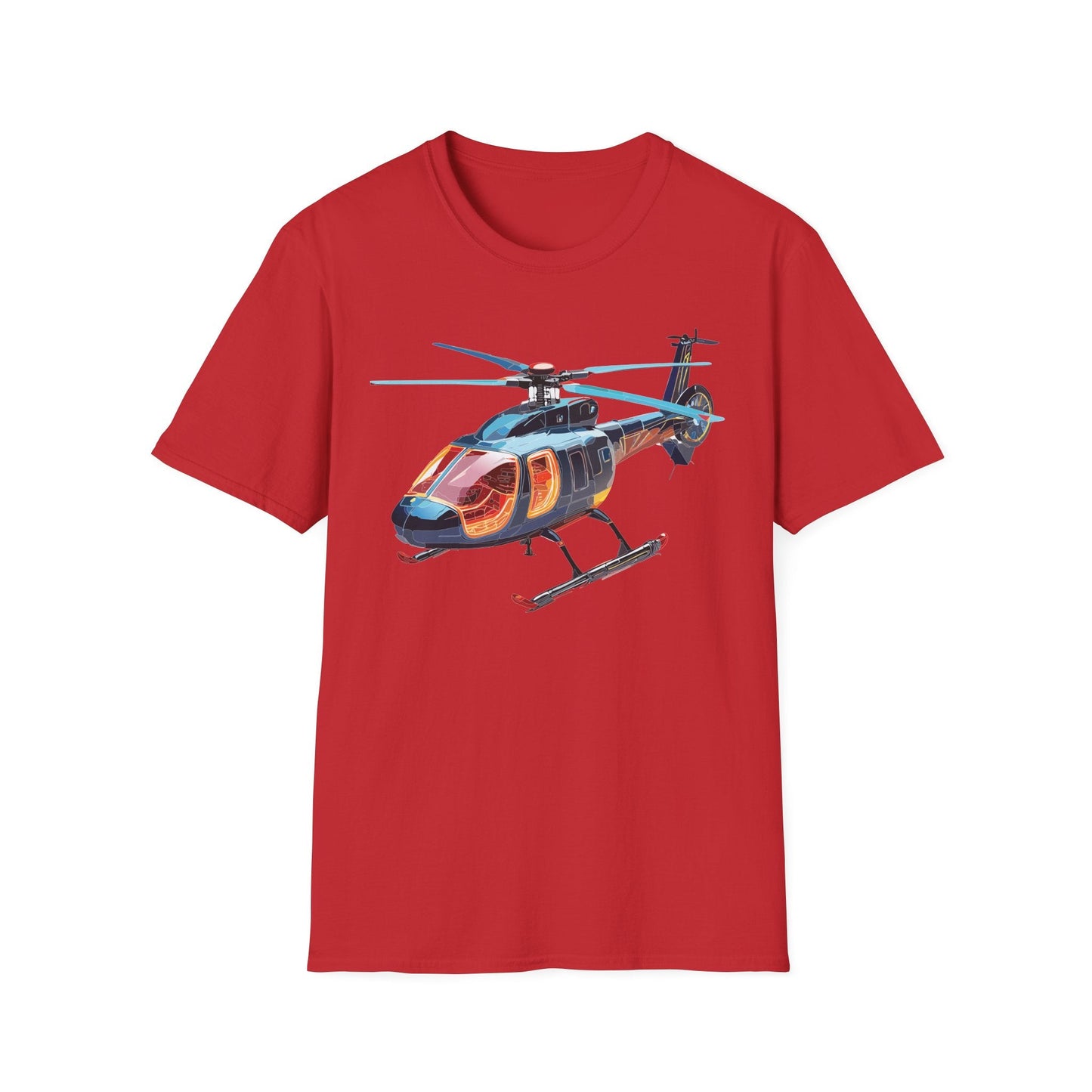 Unisex Helicopter Chopper Shirt Graphic Tee Softstyle 64000 100 Percent Ring Spun Cotton