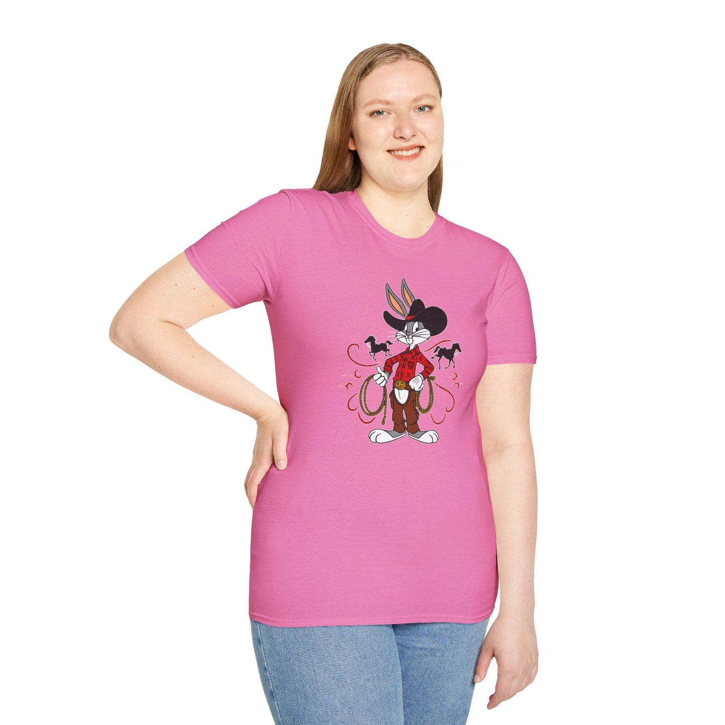 Cartoon Bunny Graphic Unisex Cotton Animal Animation Artwork Design Tee 4