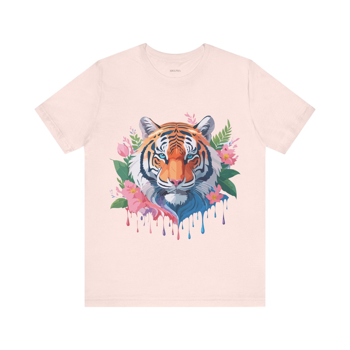 Tiger Graphic Tee Unisex Short Sleeve Shirt With Vintage Inspired Artwork By Adelpha