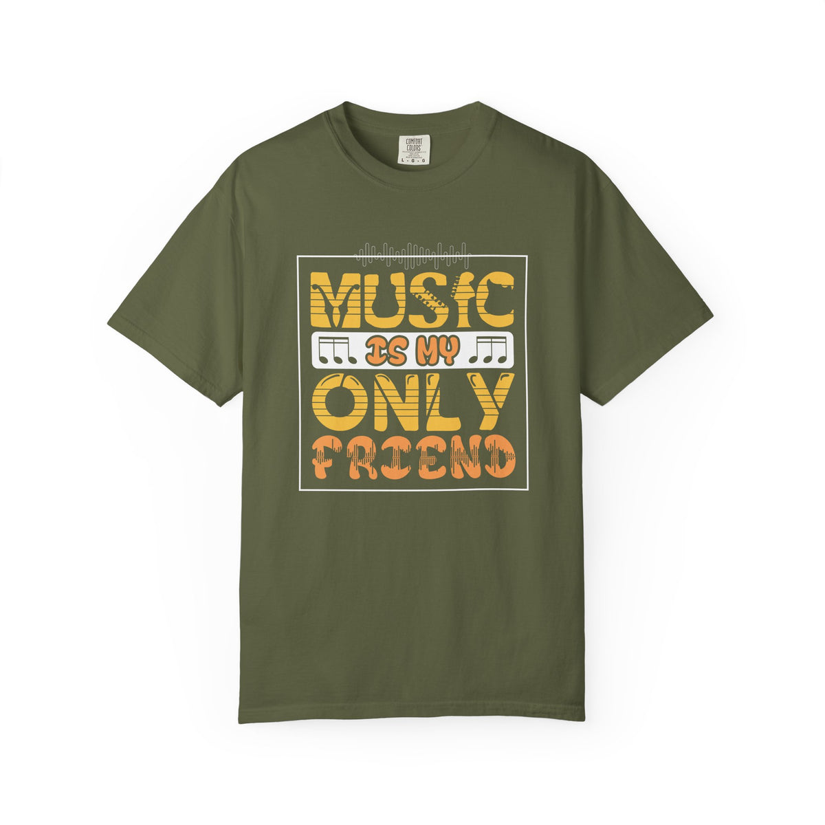 Music Is My Only Friend T-Shirt Retro Typography Musical Notes Unisex Cotton Tee 069