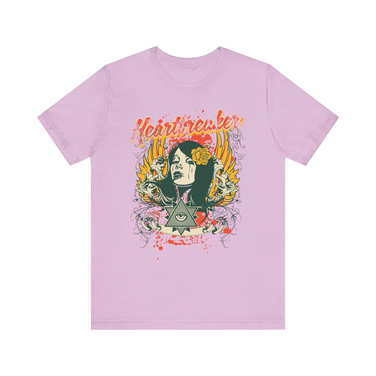 Heartbreaker Illustration Tee Retro Femme Portrait Floral Skull Graphic T-Shirt
