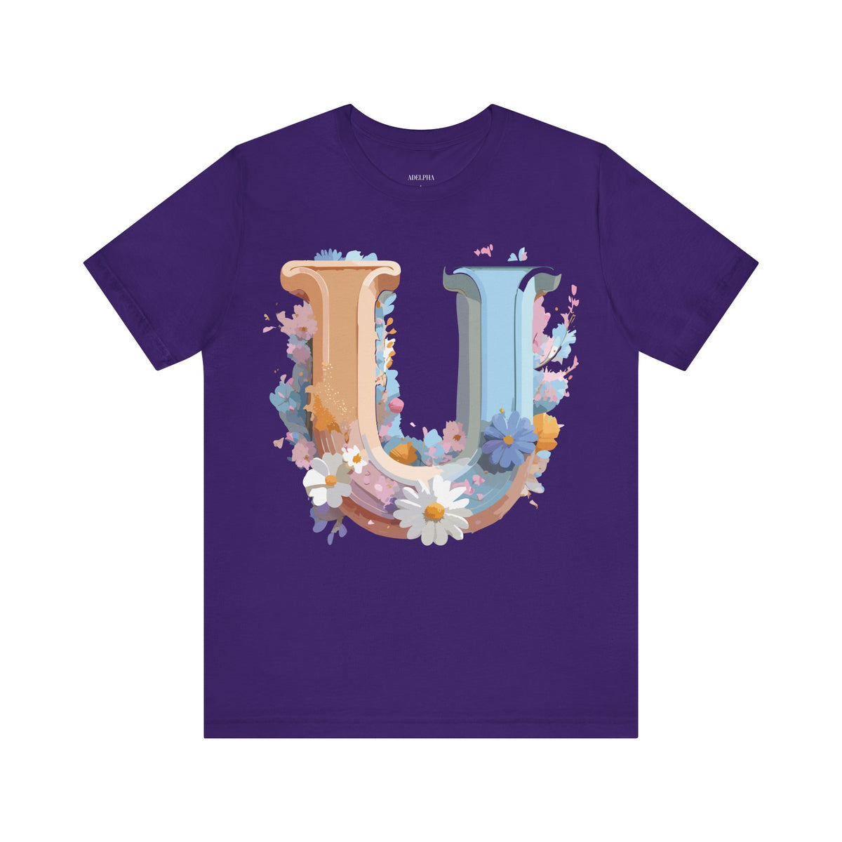 Letter U Graphic Unisex Cotton Bella+Canvas Tee with Art Letter Design