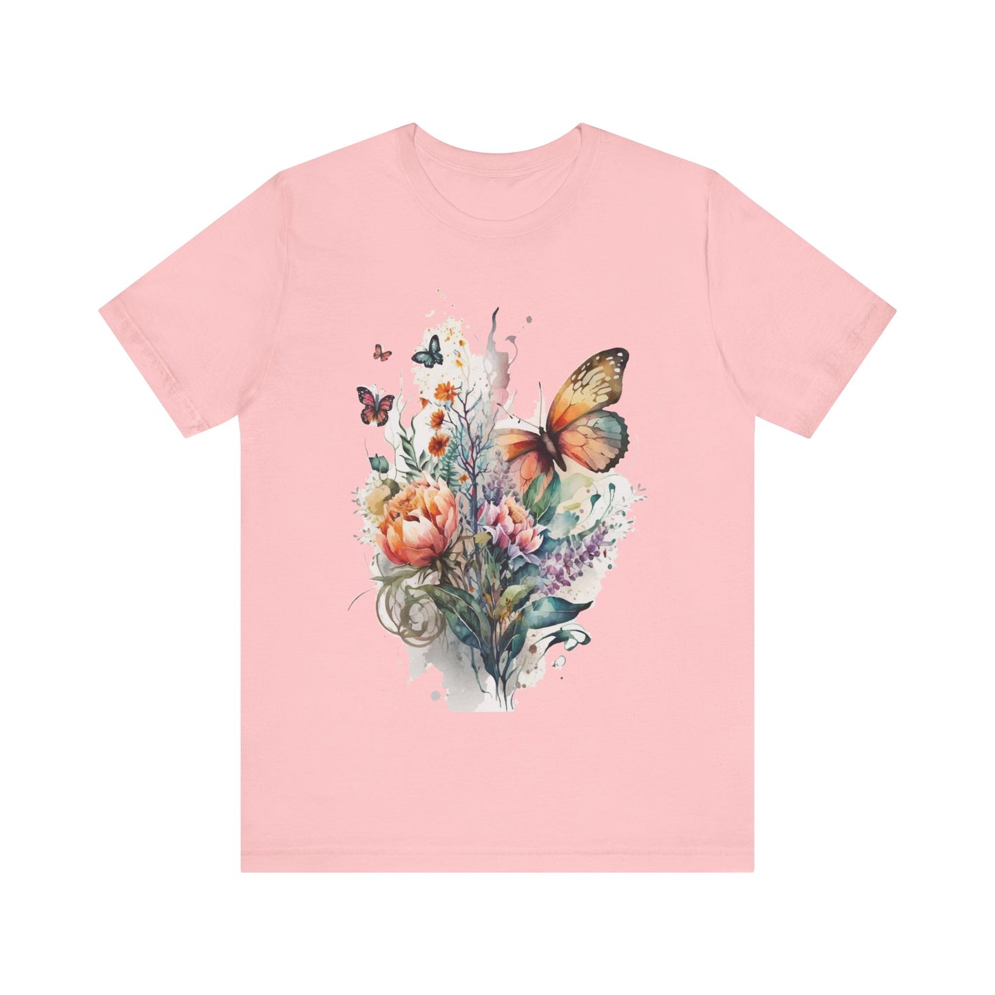 Cotton Tee Shirt with Butterfly Prints