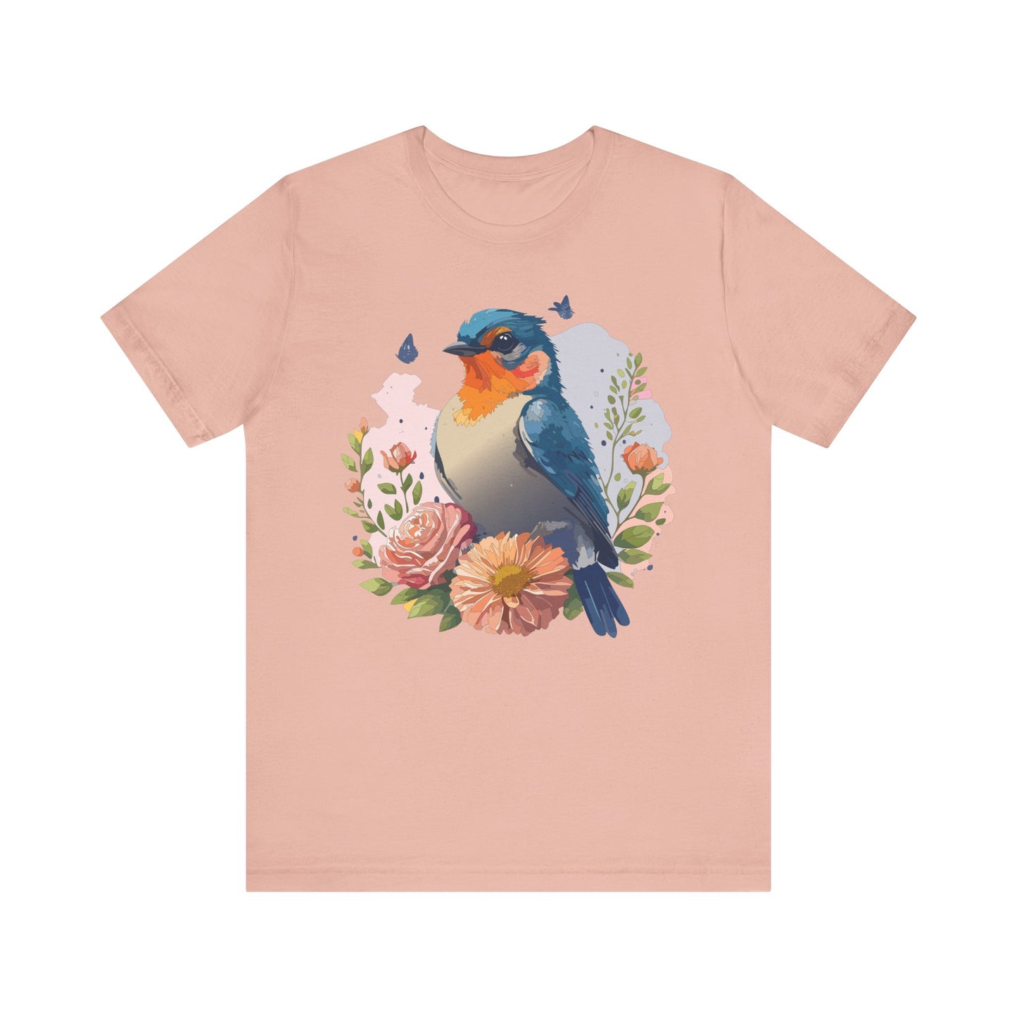 Floral Bird Tee, Animal Shirt, Bird Shirt, Floral Tee, Flower T-shirt, T-Shirt with Animal
