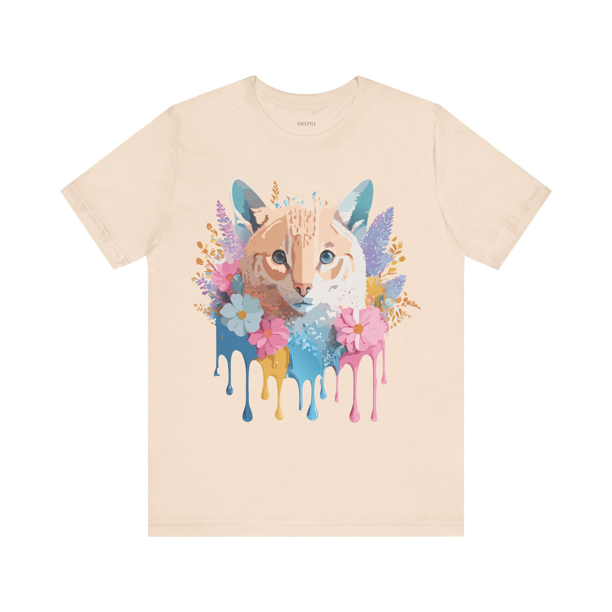 Cat Graphic Unisex Cotton Bella+Canvas Tee with Art Animal Design e204