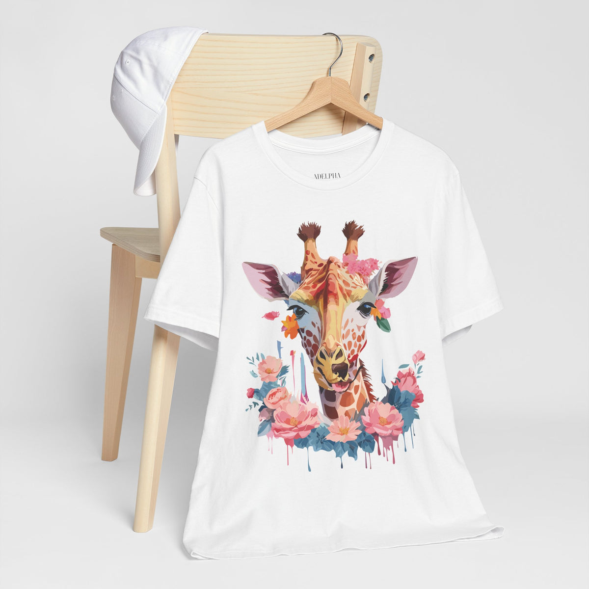 Giraffe Graphic Unisex Cotton Bella+Canvas Tee with Art Animal Design e22