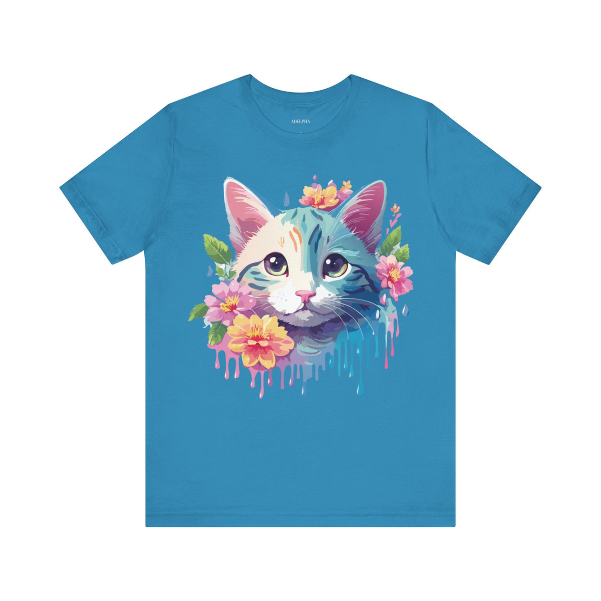 Cat Graphic Unisex Cotton Bella+Canvas Tee with Art Animal Design e107