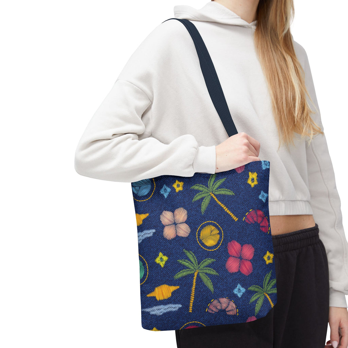 Denim Fabric Imitation Print Unisex Canvas Bag Poly Spun 3 Sizes Tote Bag 182-7