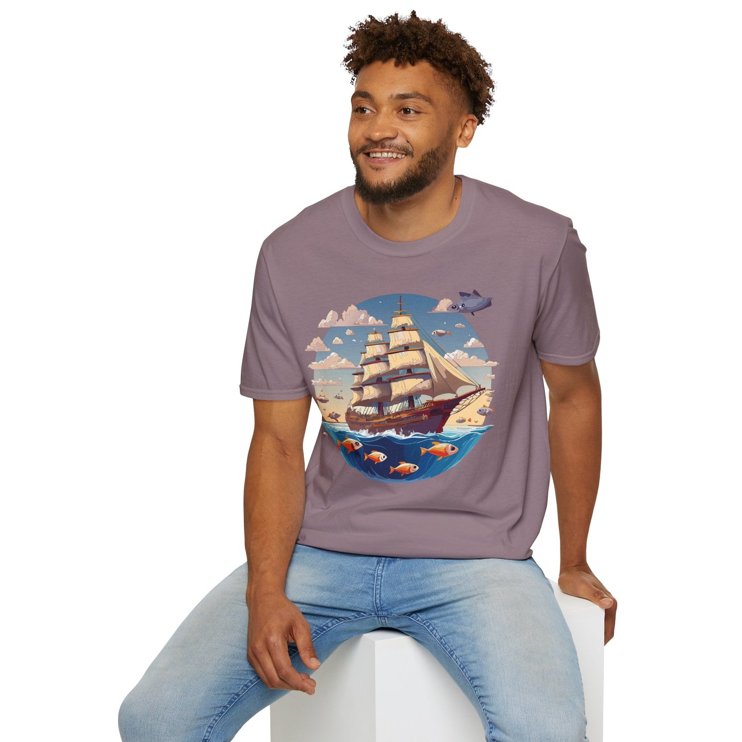 Nautical Ship Frigate Vessel T Shirt Unisex Premium Softstyle Cotton Tee Gildan 64000