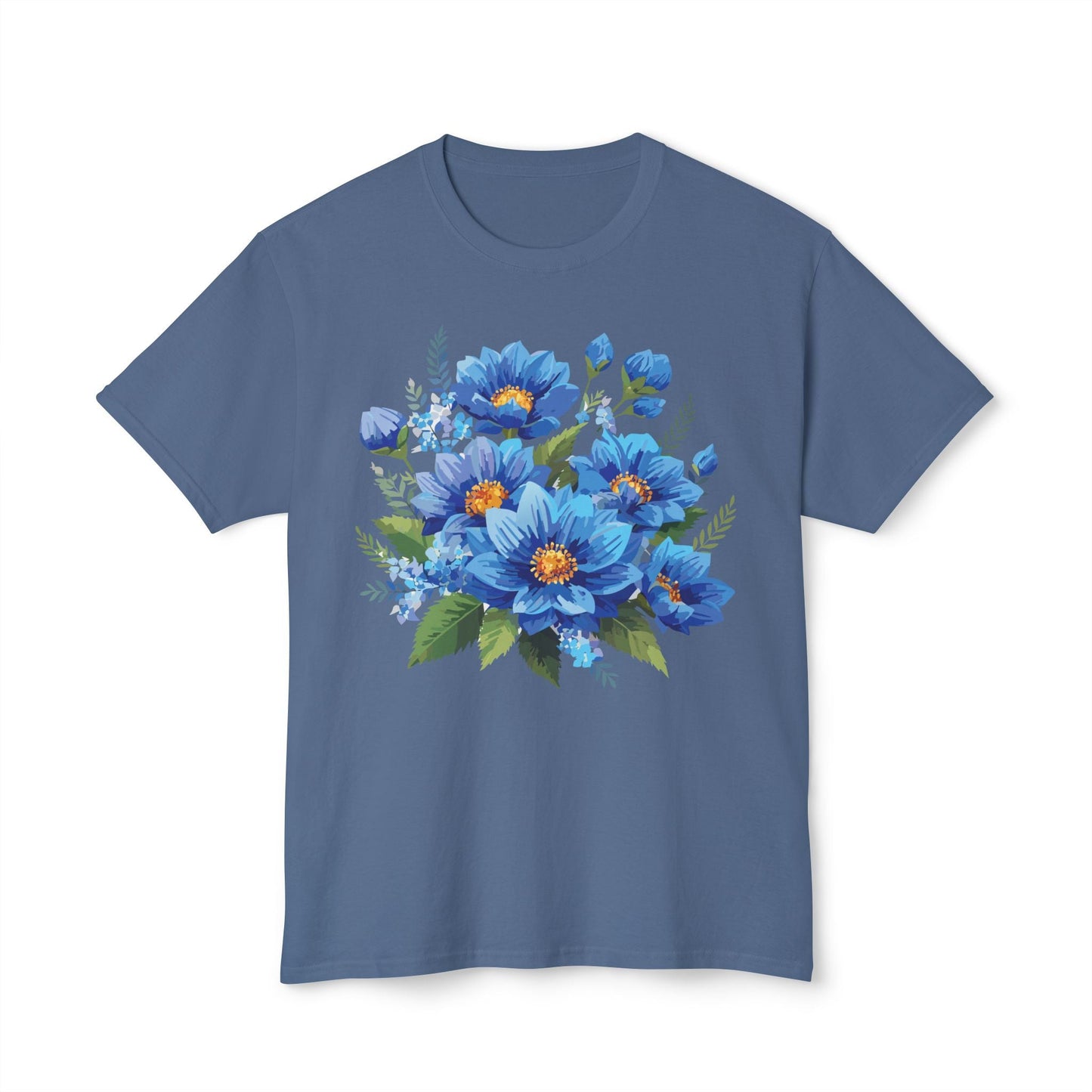 Unisex Floral T Shirt with Vintage Flower Art Print HD Cotton Tee Designed In USA