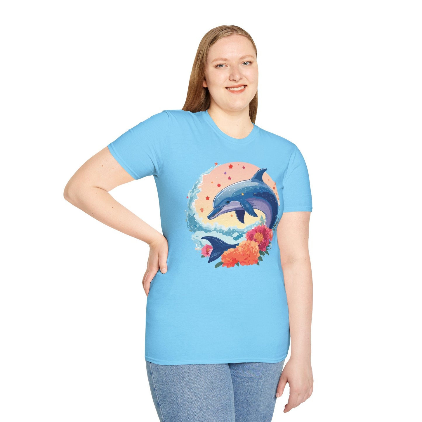 Dolphin Shirts Unisex Tee 100 Percent Ring Spun Cotton Gildan Softstyle 64000 For Everyday Comfort