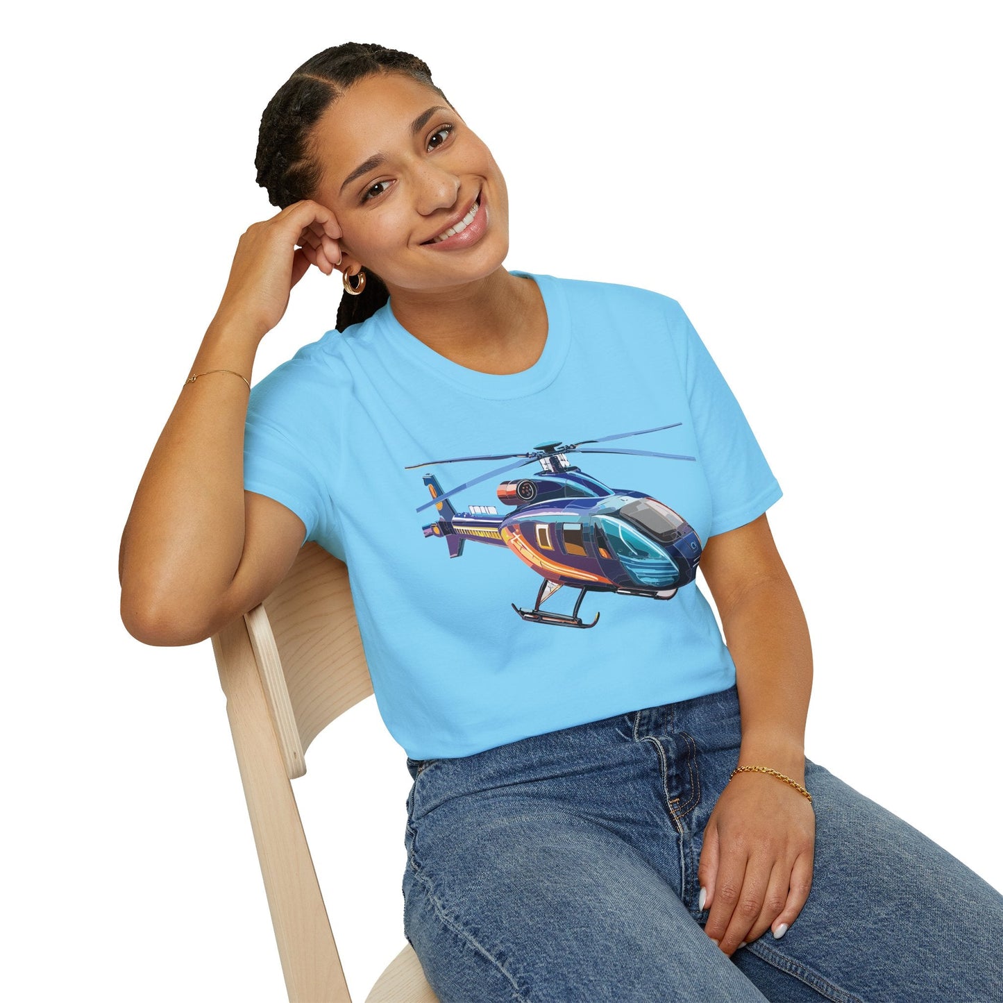Chopper Helicopter Graphic Unisex Cotton Softstyle Short Sleeve Tee 8