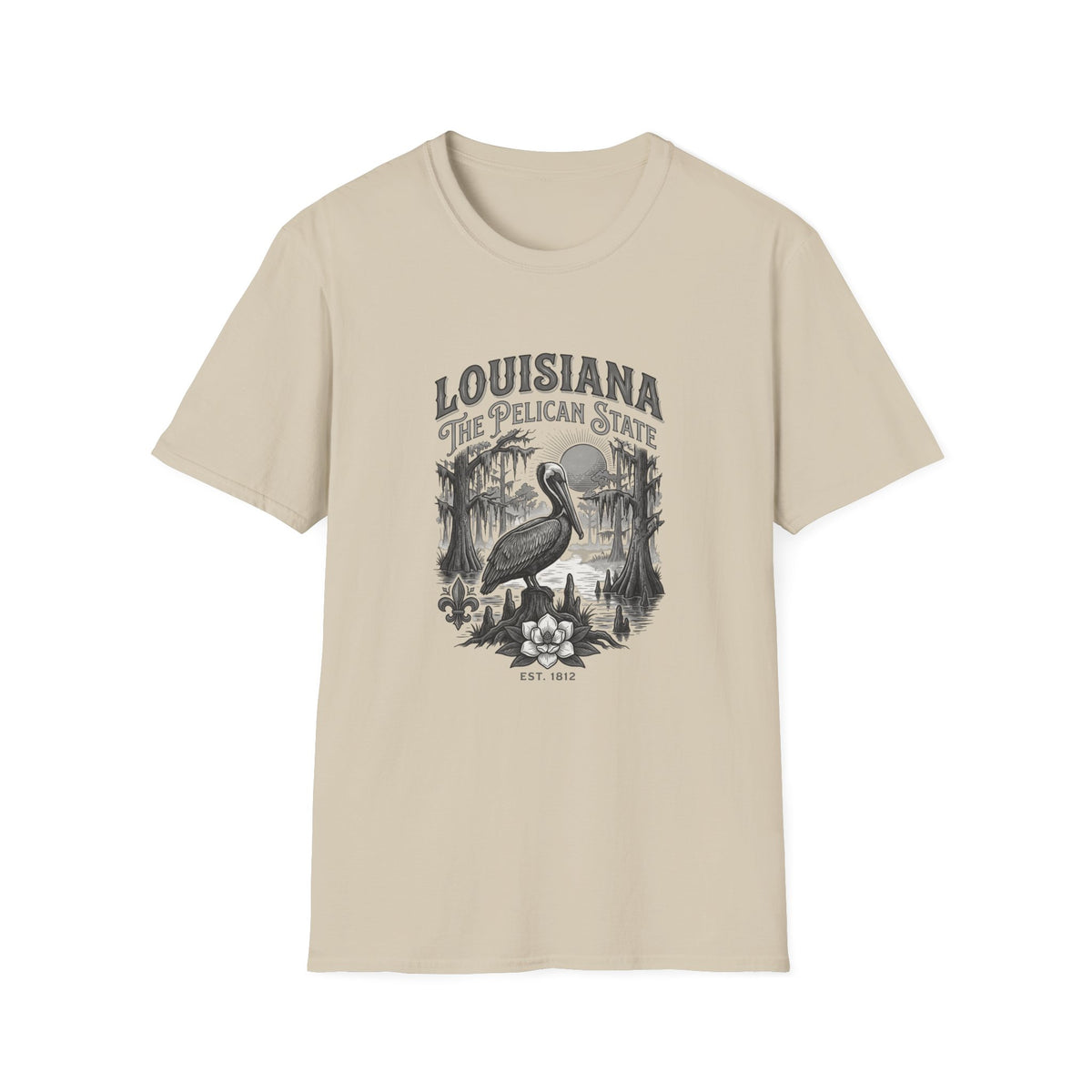 Louisiana Pelican State T-Shirt — Vintage Travel Tourist Graphic Design Unisex 100 Cotton Gildan T-Shirt