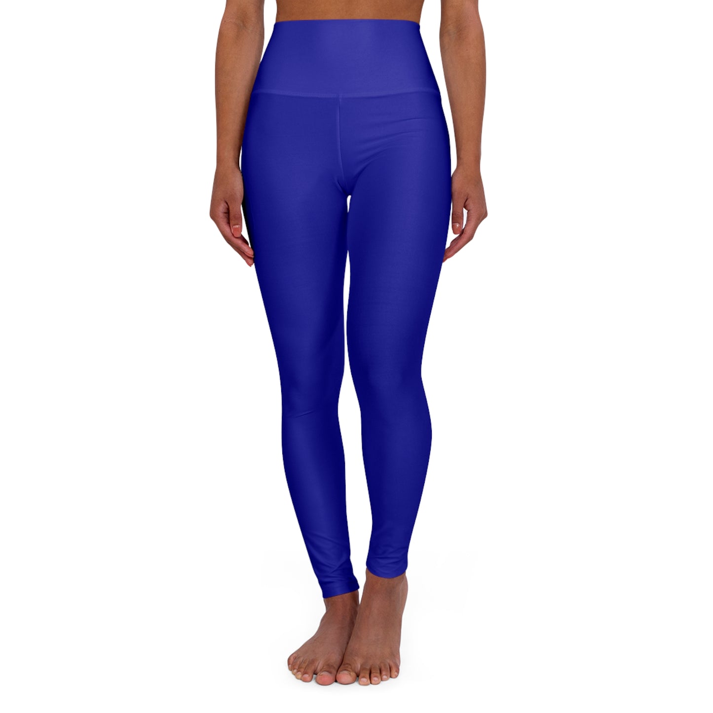 High-Waisted Electric Navy Yoga Leggings Women's Seamless Poly-Span Stretchy Solid Royal Blue Activewear Pants
