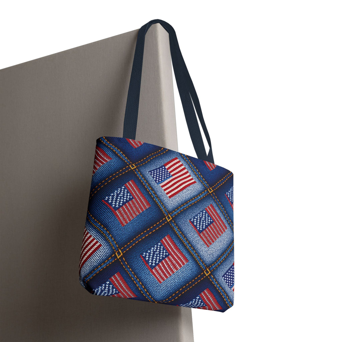 4th of July Graphic Denim Fabric Imitation Print Unisex Canvas Bag Poly Spun 3 Sizes Tote Bag 200-21