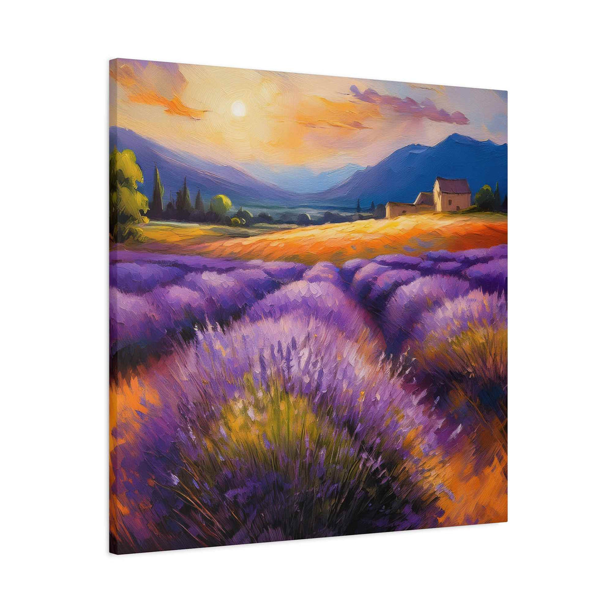 Lavender Landscape Print Canvas, Landscape Oil Paint Print 20x20, 24x24, 30x30, 32x32, 36x36 Art Design Print Non-Frame MC-33