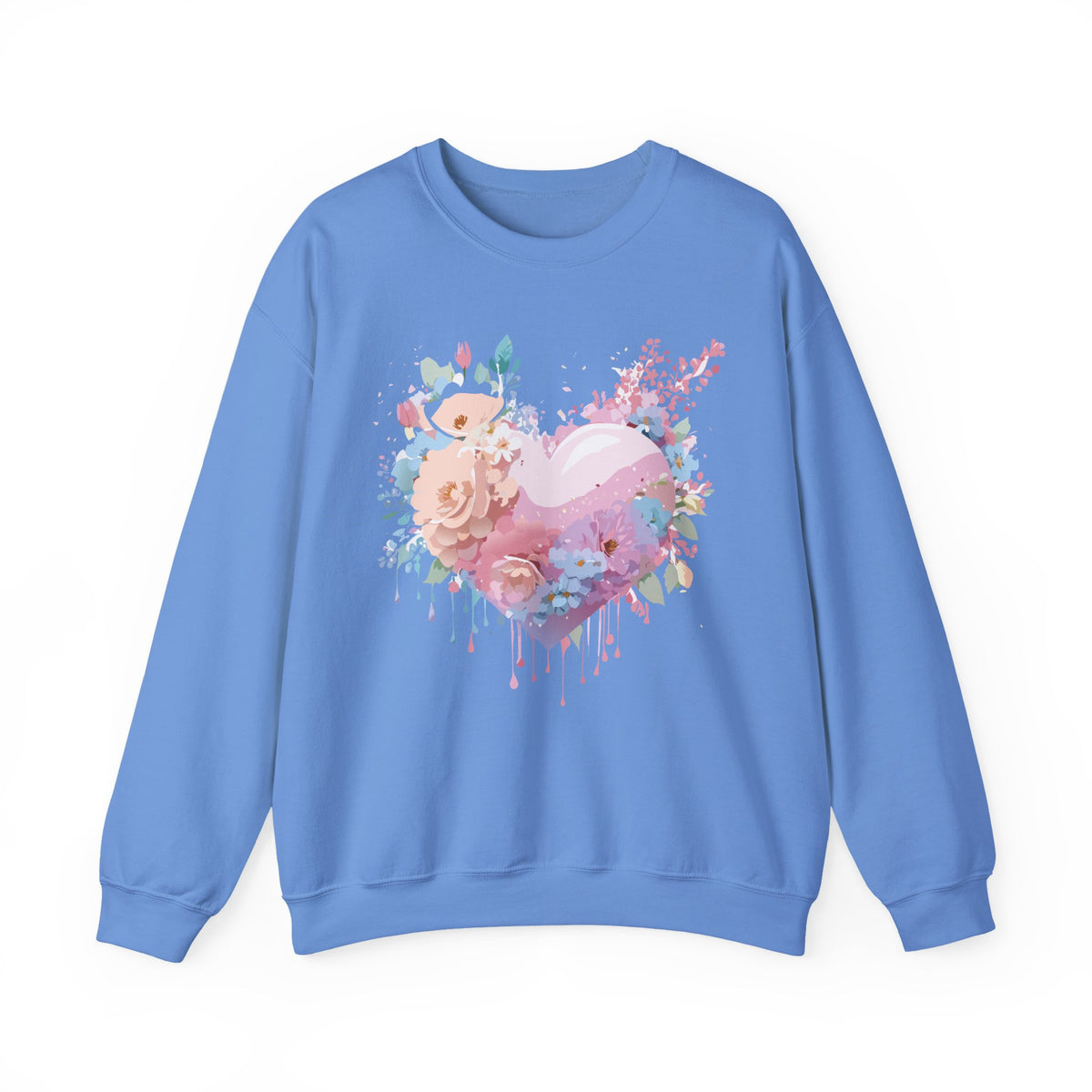 Floral Heart Love Graphic Valentine's Day Sweatshirt Unisex 50/50 Cotton-Poly Sweatshirt w24