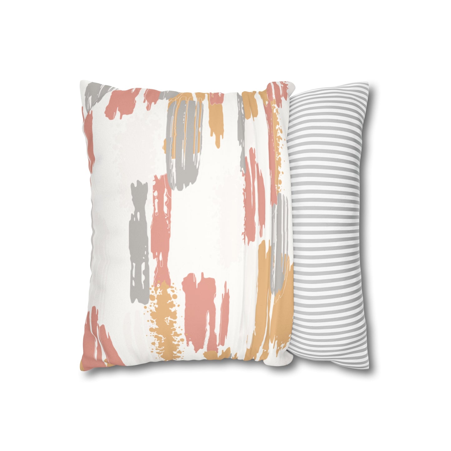 Faux Suede Pillowcase with Abstract print