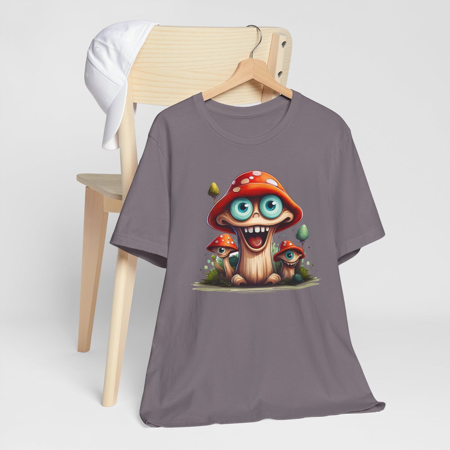 Cute Mushroom Graphic Tee, Fun Cartoon Shirt, Funny Mushroom Shirt, Cute Cartoon Tees, Graphic T-Shirt, Art Design T-Shirt