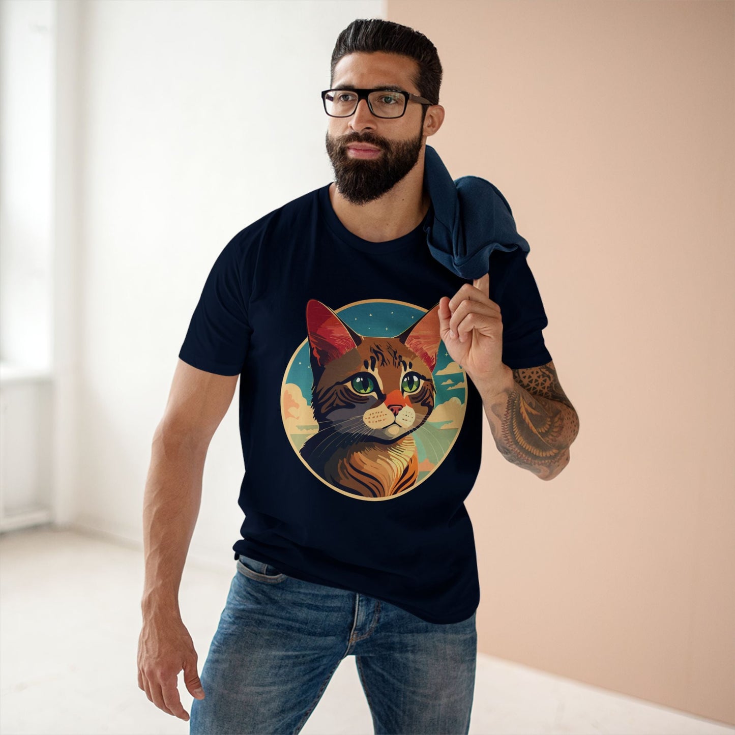 Animals Shirt Cat Design Unisex Premium Cotton Tee With Original Art From Retro2Nova Collection Exclusive Edition