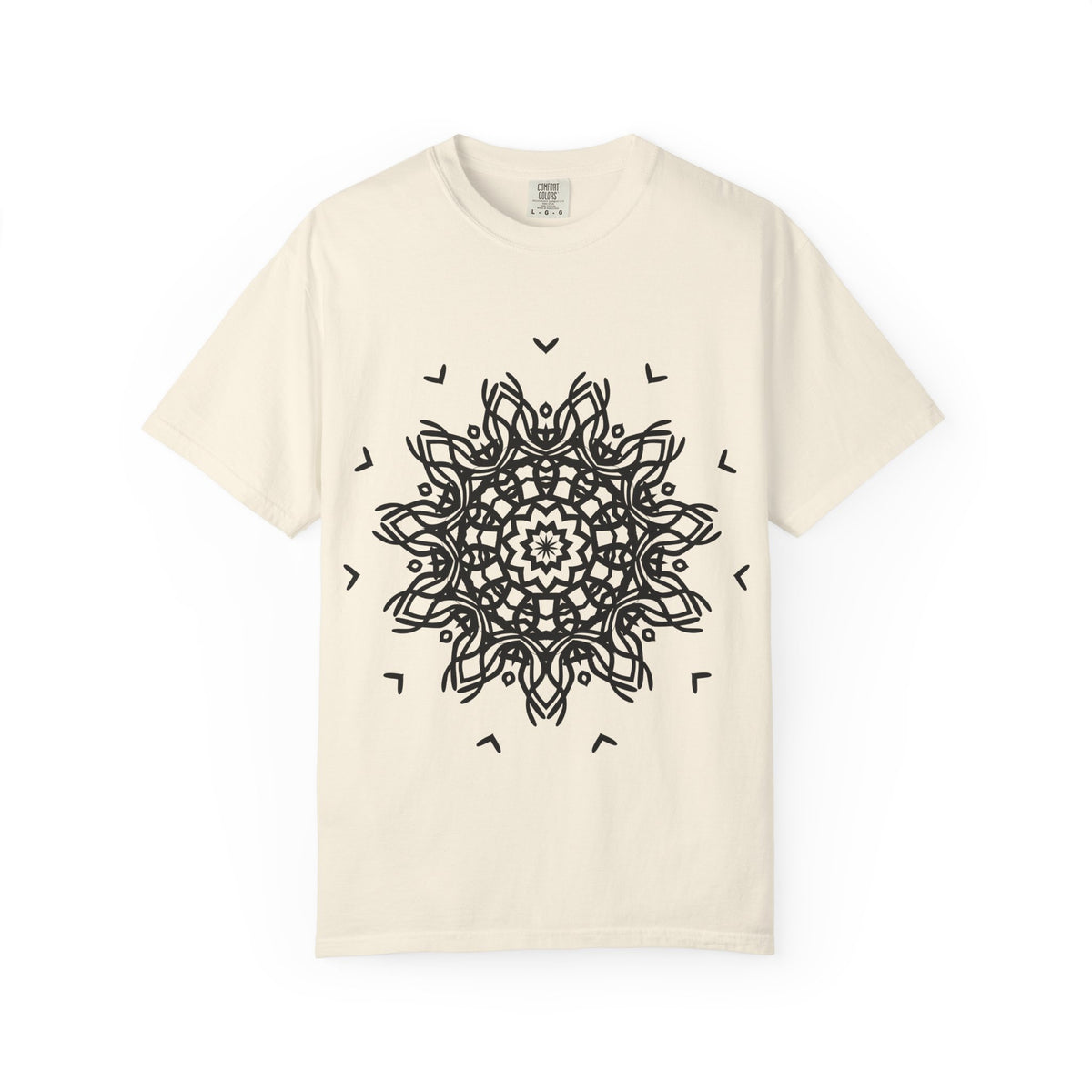 Unisex Garment Dyed Cotton T-Shirt with Mandala Graphic Design