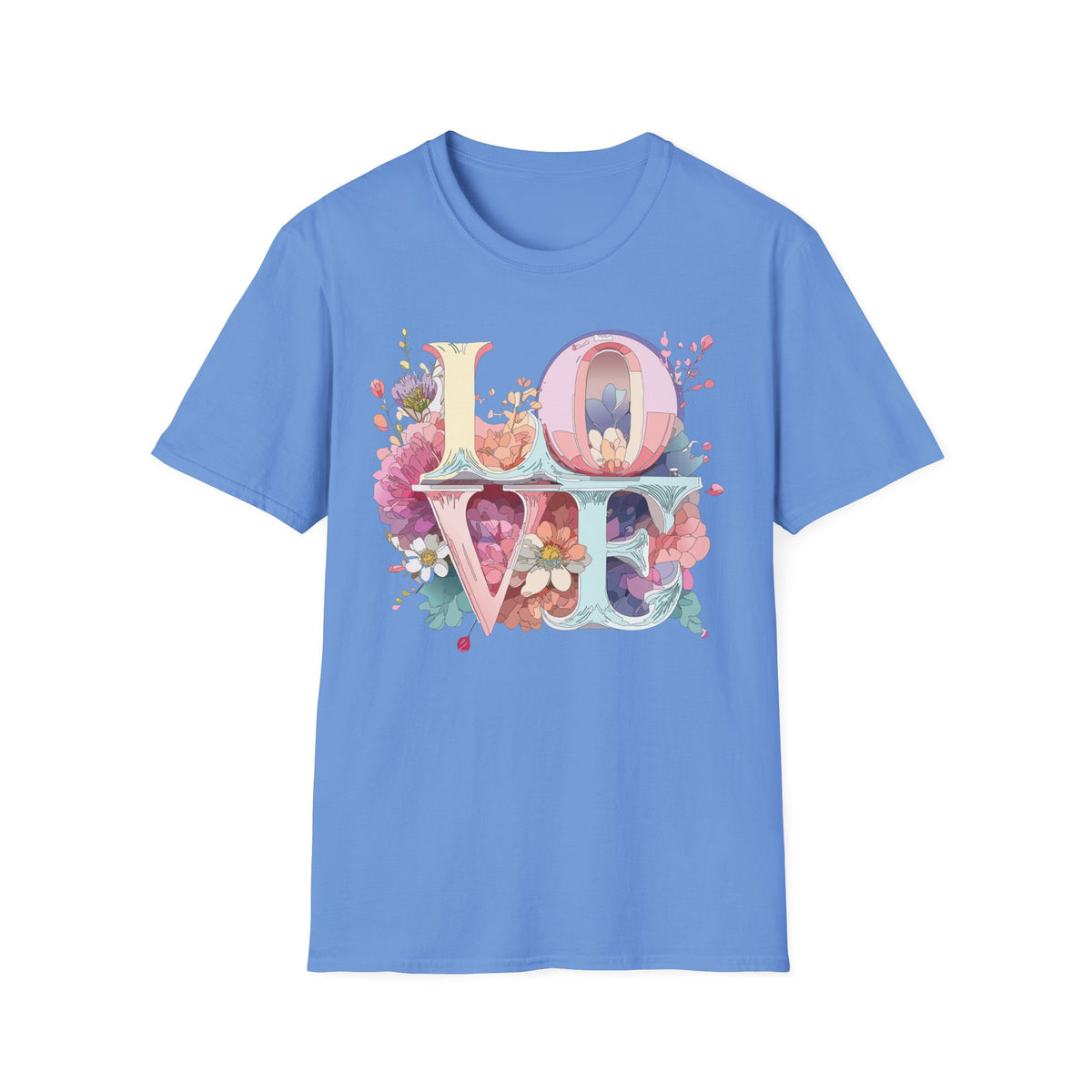LOVE floral letter tee, T-Shirt | pastel bloom typography
