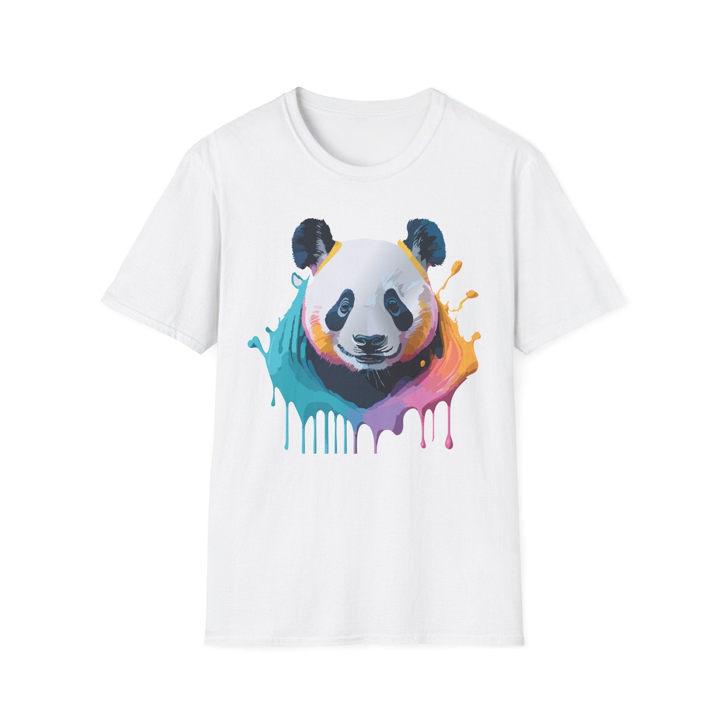 Unisex Panda Shirt T Shirt With Panda Animal Print Tee Softstyle Gildan 64000 100 Percent Ring Spun Cotton