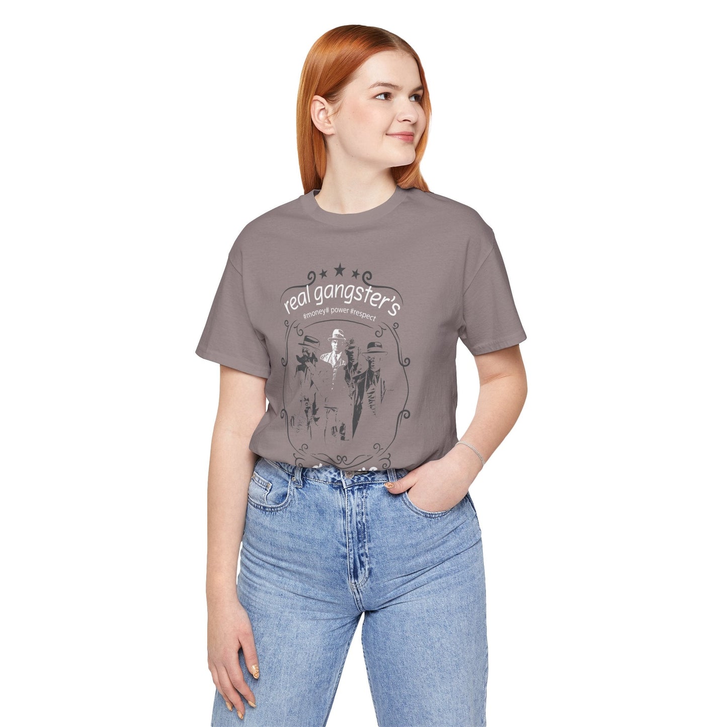 Real Gangsters Don't Die T-Shirt Vintage Outlaw Illustration Retro Biker Tee A-3