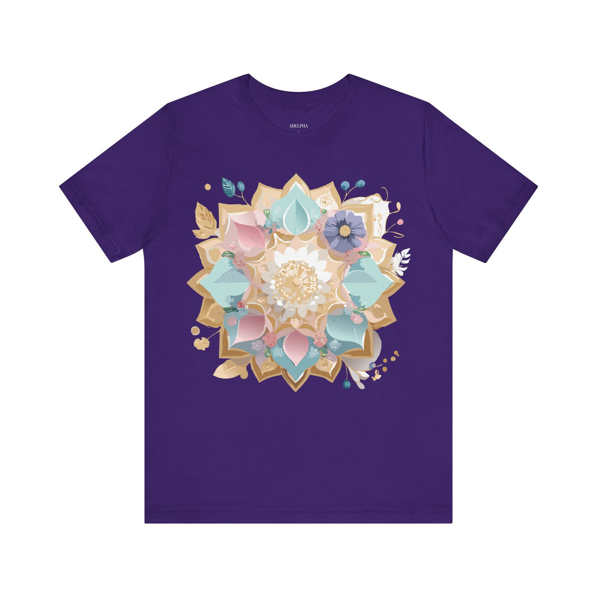 Mandala Graphic Unisex Cotton Bella+Canvas Tee with Floral Art Design d26