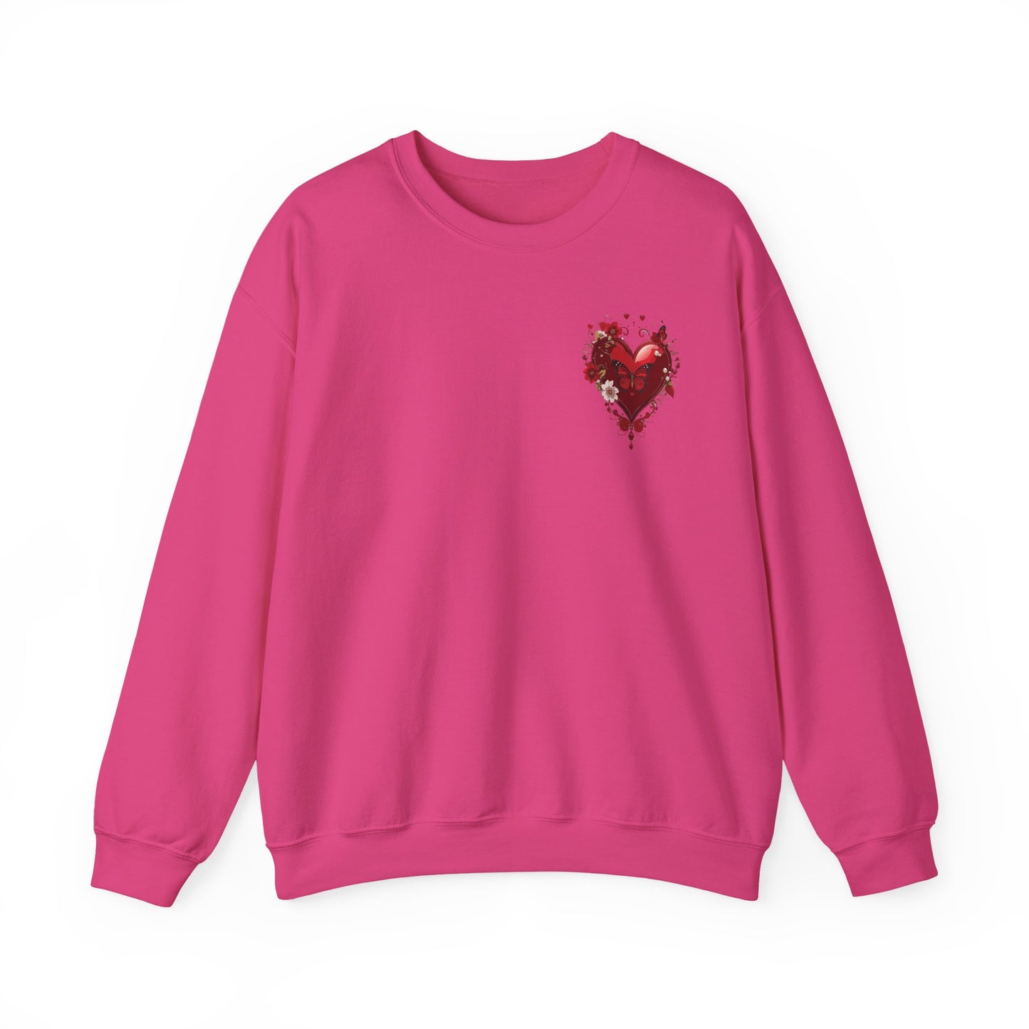 Small Red Heart Sweatshirt, Floral Red Heart Sweatshirt, Floral Love Sweatshirt, Valentine's Day Sweatshirt, Heart Floral Sweatshirt 104