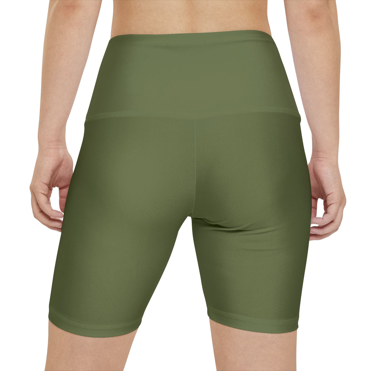 Moss Olive High-Waist Women's Workout Shorts - Athletic Biker Shorts