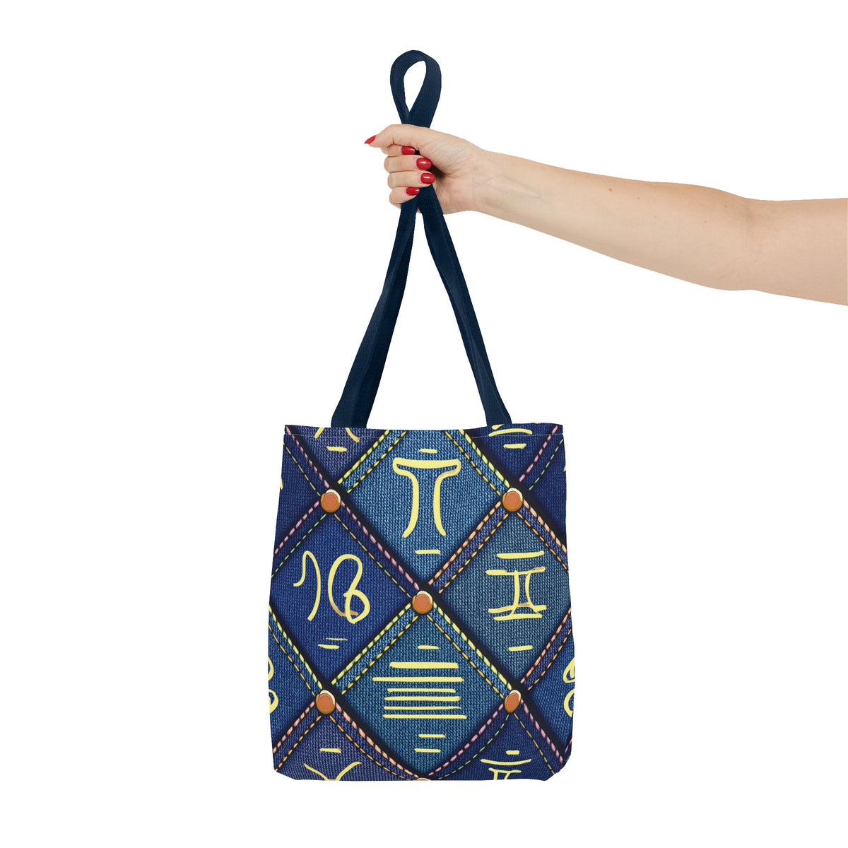Denim Fabric Imitation Print Unisex Canvas Bag Poly Spun 3 Sizes Tote Bag 184-9