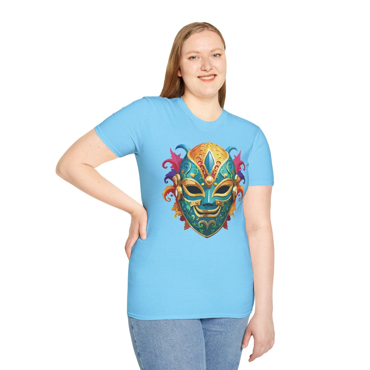 Mask Tee Shirt Unisex Softstyle Gildan 64000 100 Percent Ring Spun Cotton Comfortable Masquerade Tee