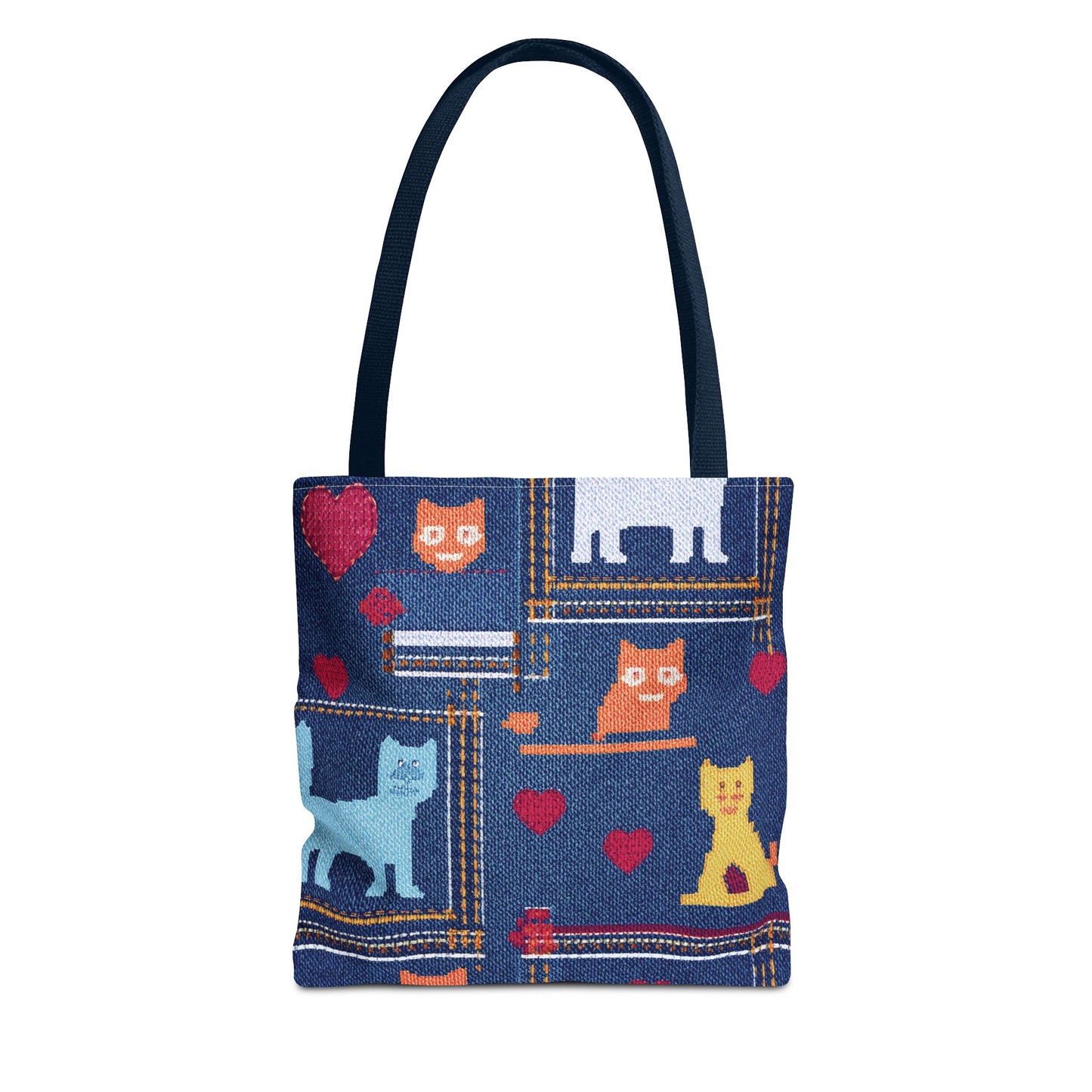 Love Day Graphic Design Denim Fabric Imitation Print Unisex Canvas Bag POLY 3 Sizes Tote Bag 201-10
