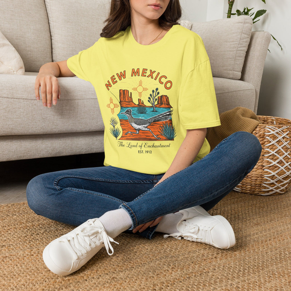 New Mexico Desertscape T-Shirt — The Land of Enchantment Travel Tourist Graphic Design Unisex 100 Cotton Gildan T-Shirt