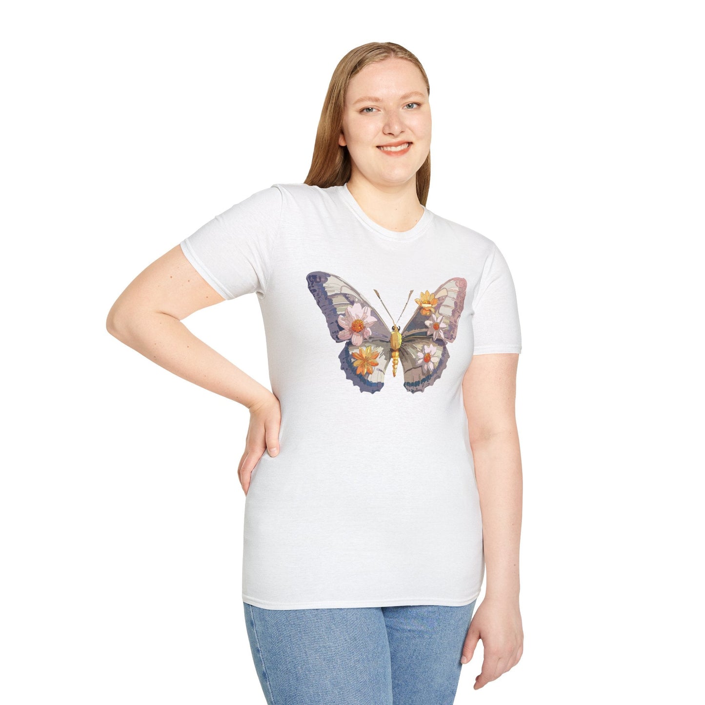 Butterfly Shirt Unisex Short Sleeve Tee Monarch Butterfly Design Gildan Softstyle 64000