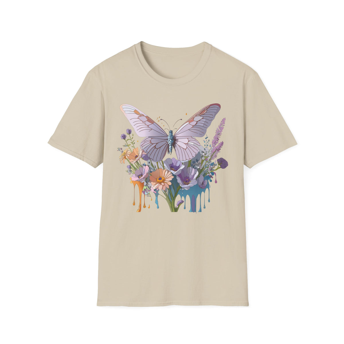 Butterfly Floral T‑Shirt — Pastel Garden Wings Graphic Tee Unisex 100 Cotton Gildan T-Shirt