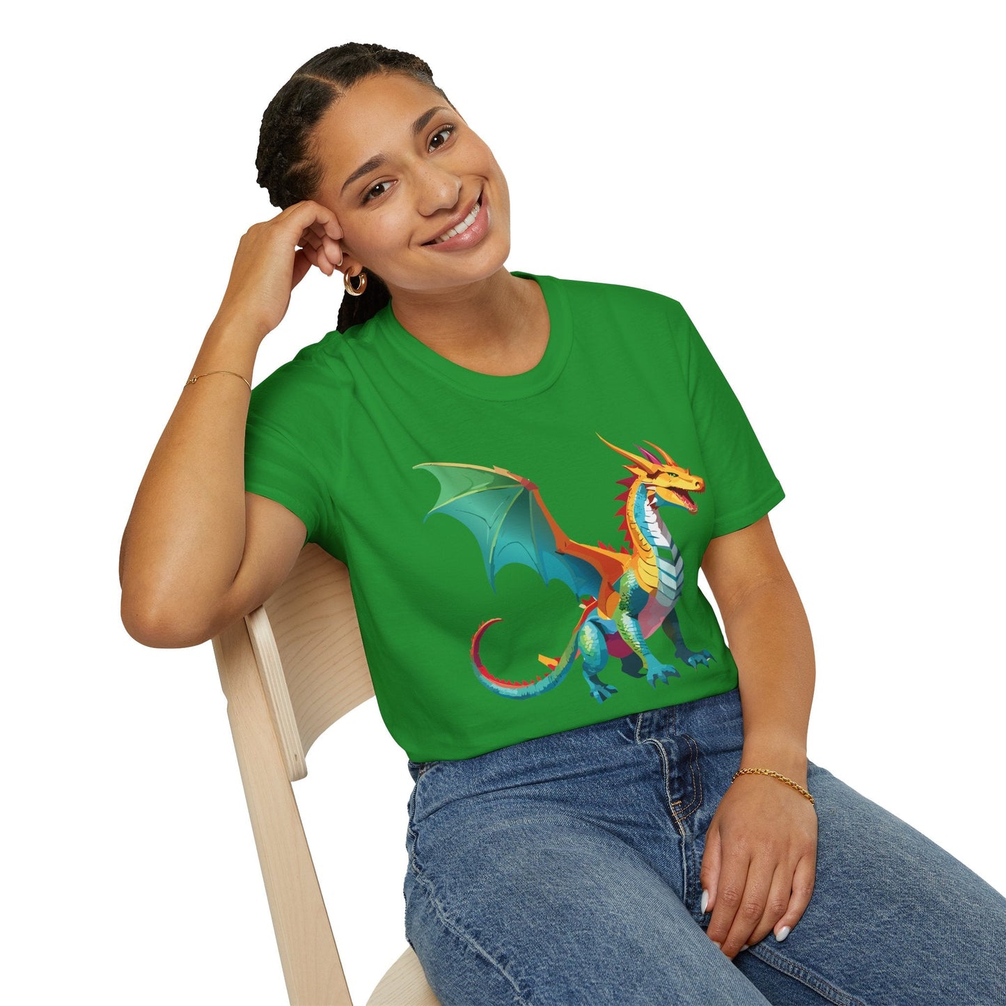 Dragon T Shirt Unisex Animal Design Tee Softstyle Gildan 64000 100 Percent Ring Spun Cotton
