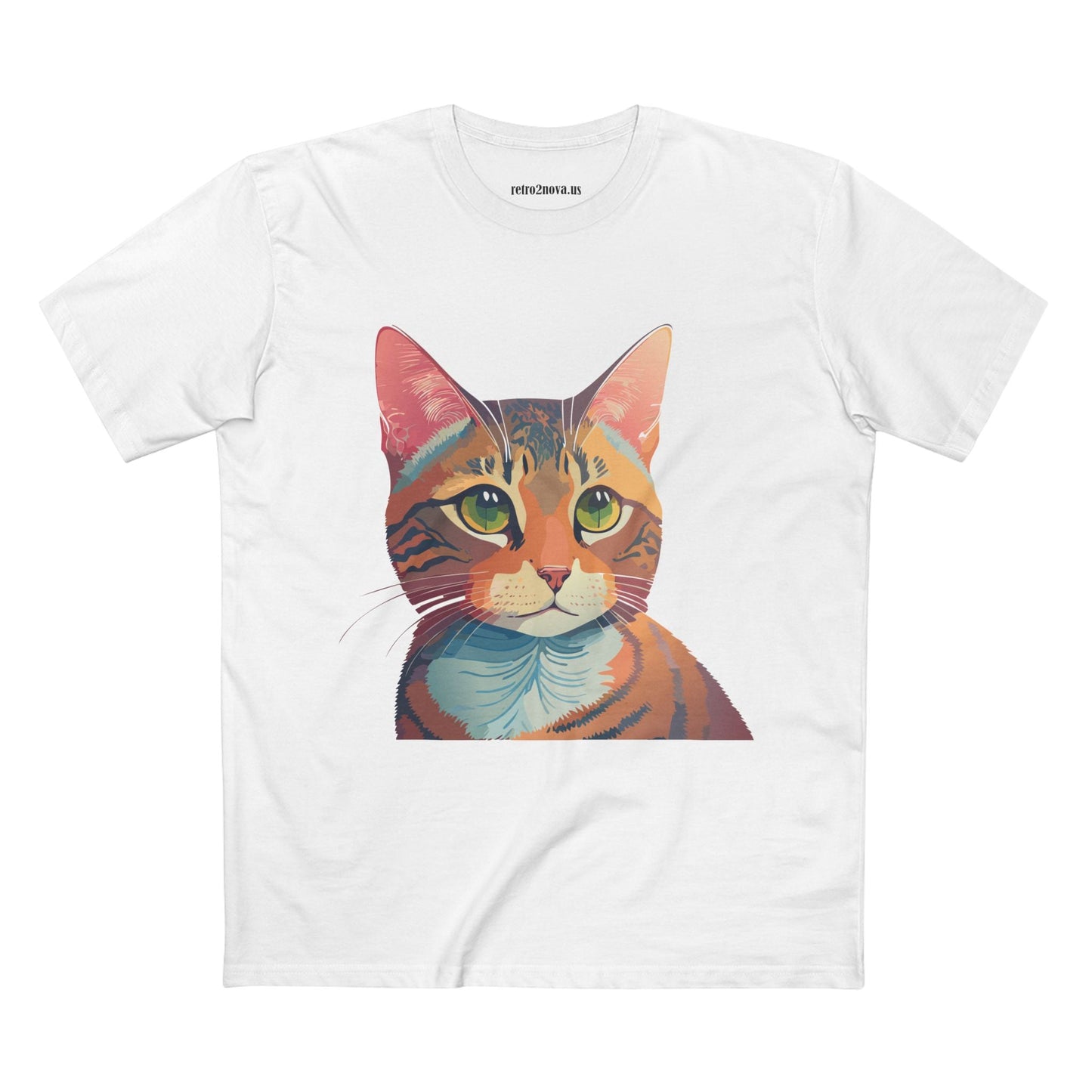 Retro2Nova Cat Art Tee Unisex Premium Cotton Shirt With Original Artwork Design Soft Breathable Comfort Everyday Wear