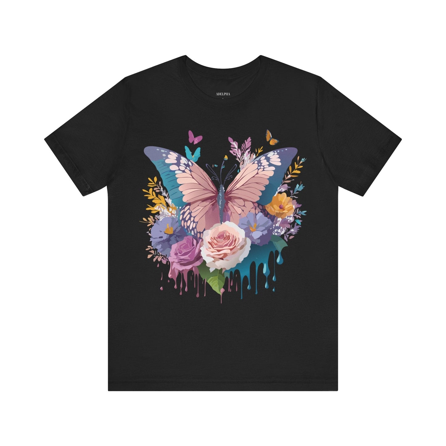 Butterfly Graphic Unisex 100 Cotton Lightweight Vintage Floral Design Jersey Tee 43