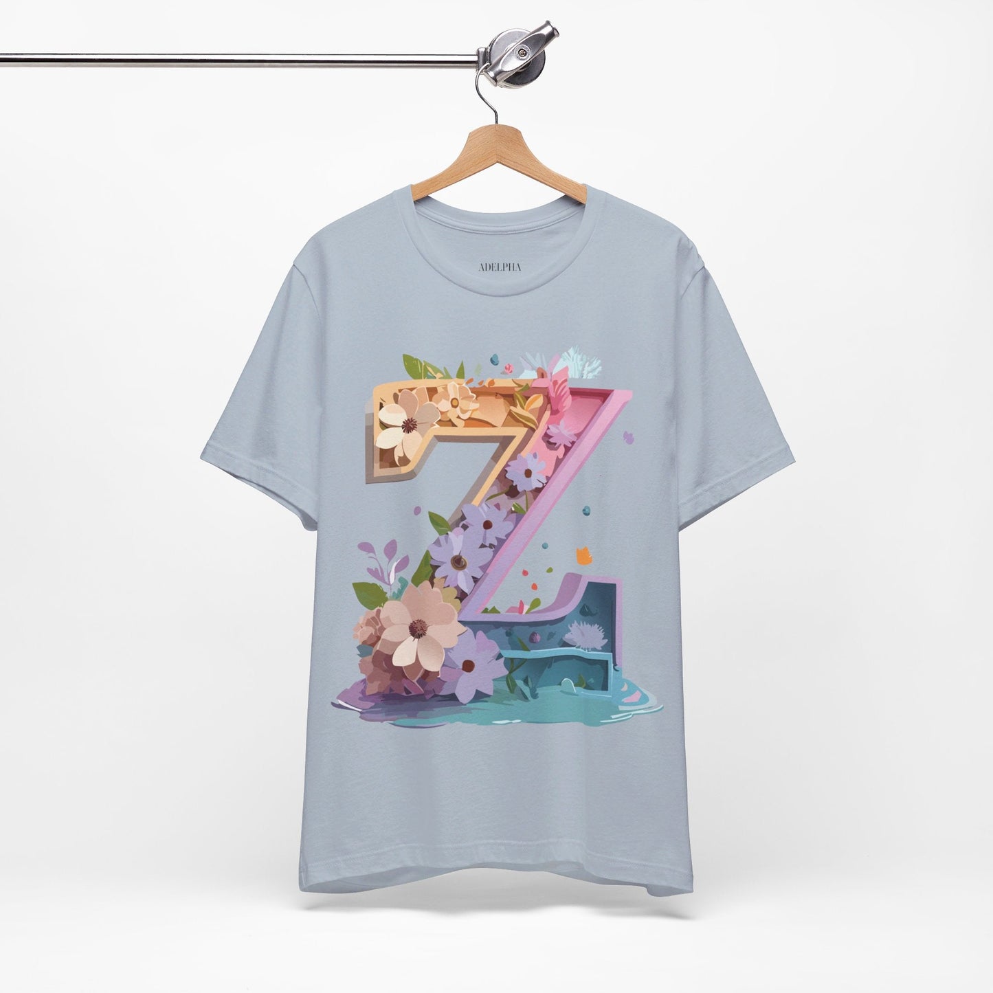 Letter Z Shirt Unisex Graphic Tee By Adelpha Vintage Inspired Jersey Short Sleeve