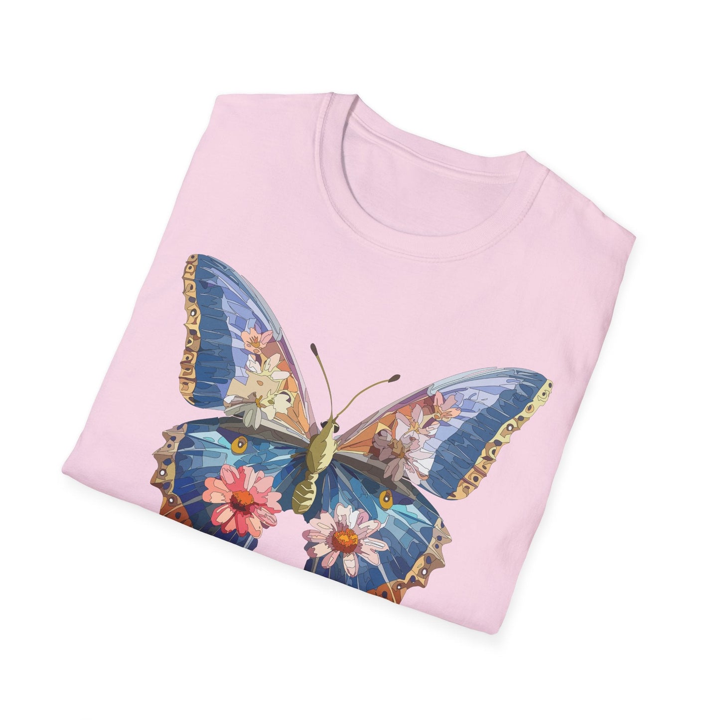 Butterfly T Shirt Unisex Softstyle 64000 Gildan Monarch Design 100 Percent Ring Spun Cotton Tee