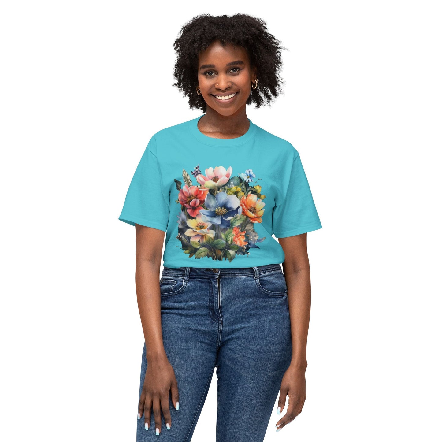 Unisex Floral T Shirt With Vintage Flower Art Print Premium Cotton Tee Soft Breathable Everyday Wear