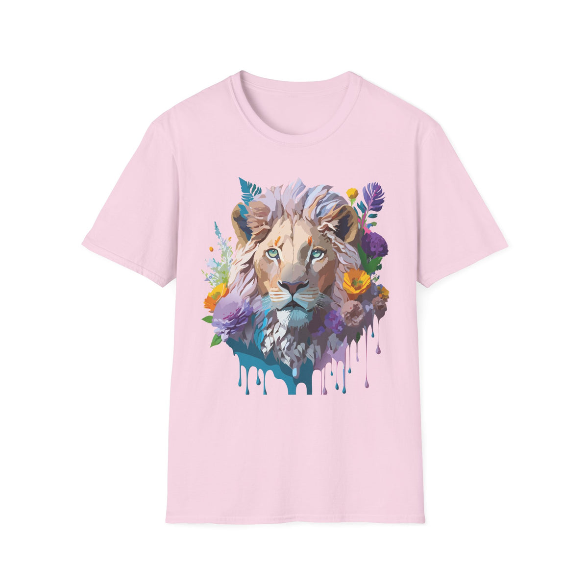 Watercolor Lion Face T-Shirt | Floral Safari Animal Tee